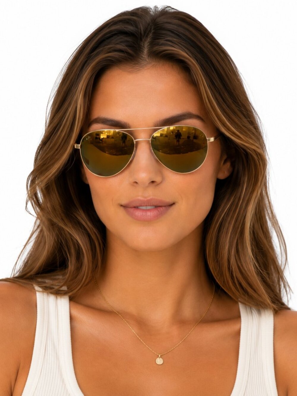 Adrienne Vittadini Sport Women's Gold Aviator Sunglasses